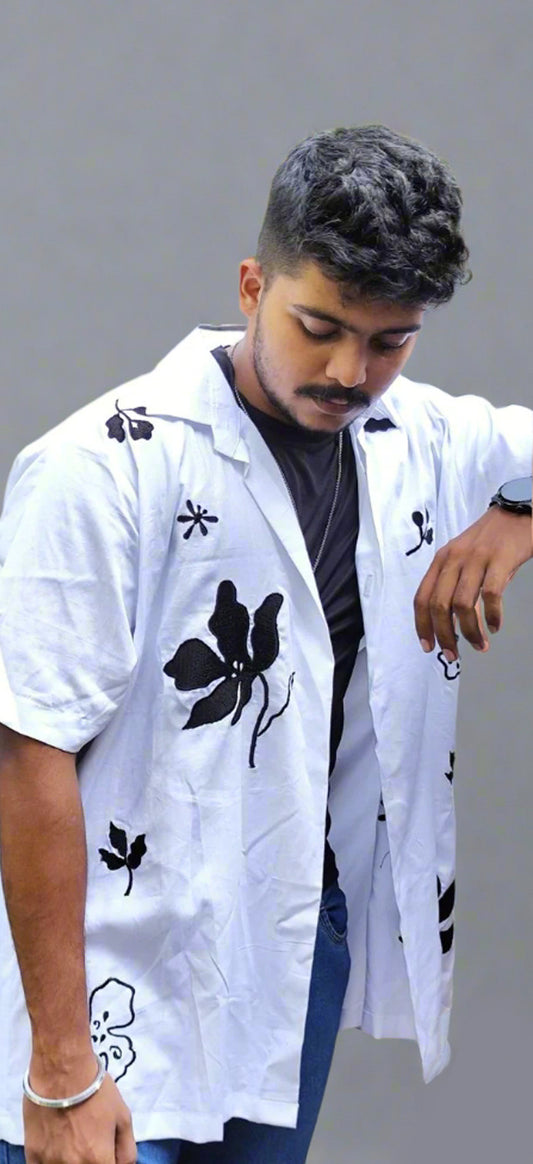 White embroidered cotton shirt