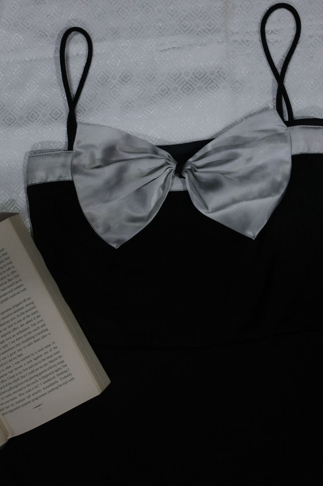 Black Dress With White Bow Design