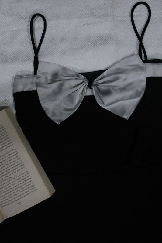 Black Dress With White Bow Design