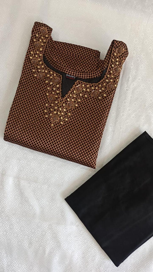 Black brocade top and pants