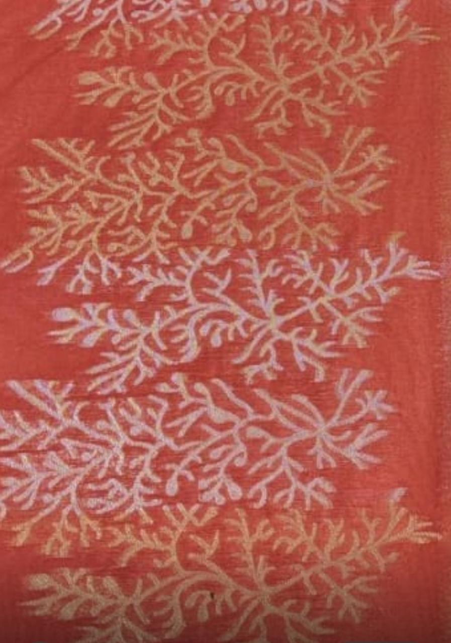 Tomato red semi silk saree