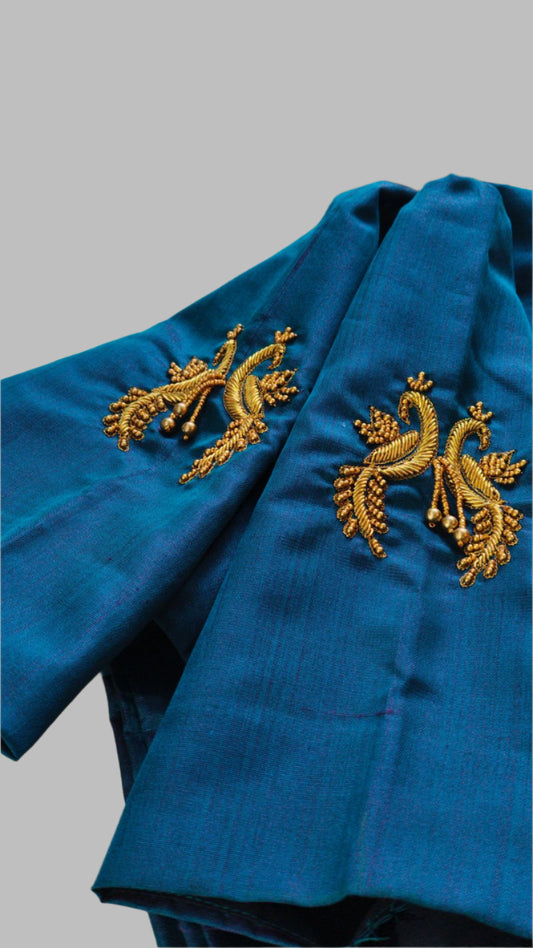 Peacock inspired silk blouse