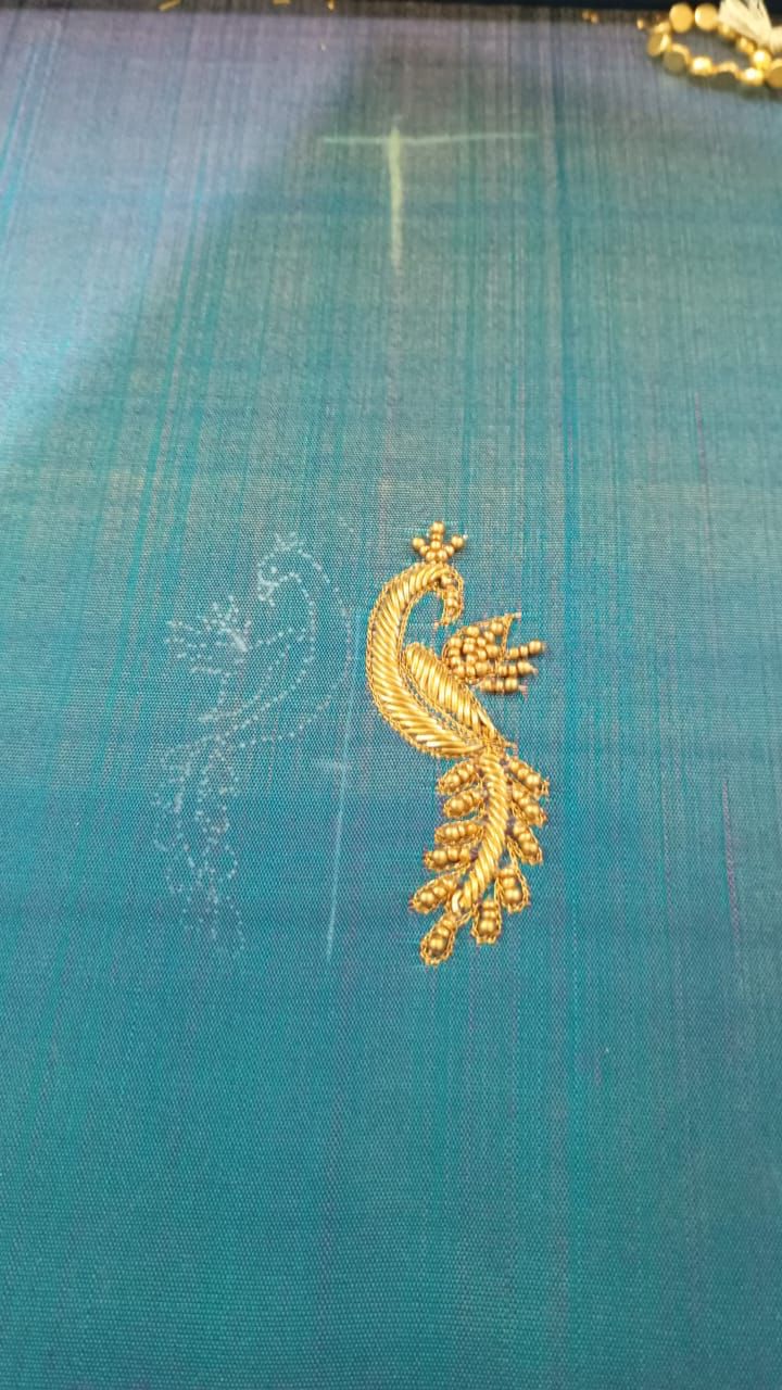 Peacock inspired silk blouse