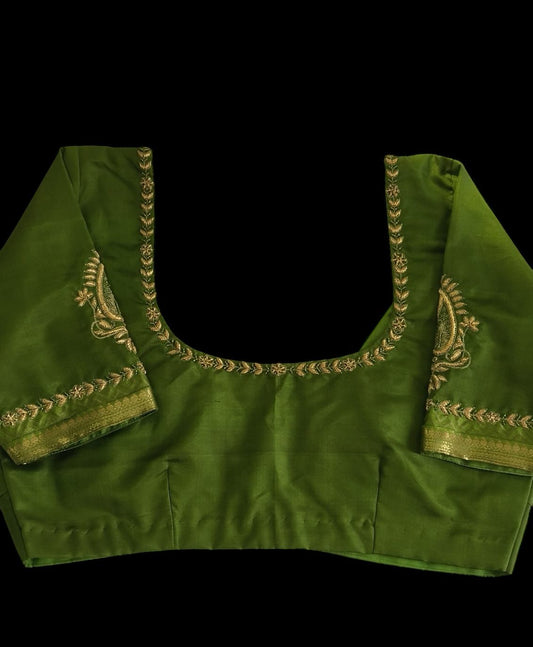 Green silk designer blouse