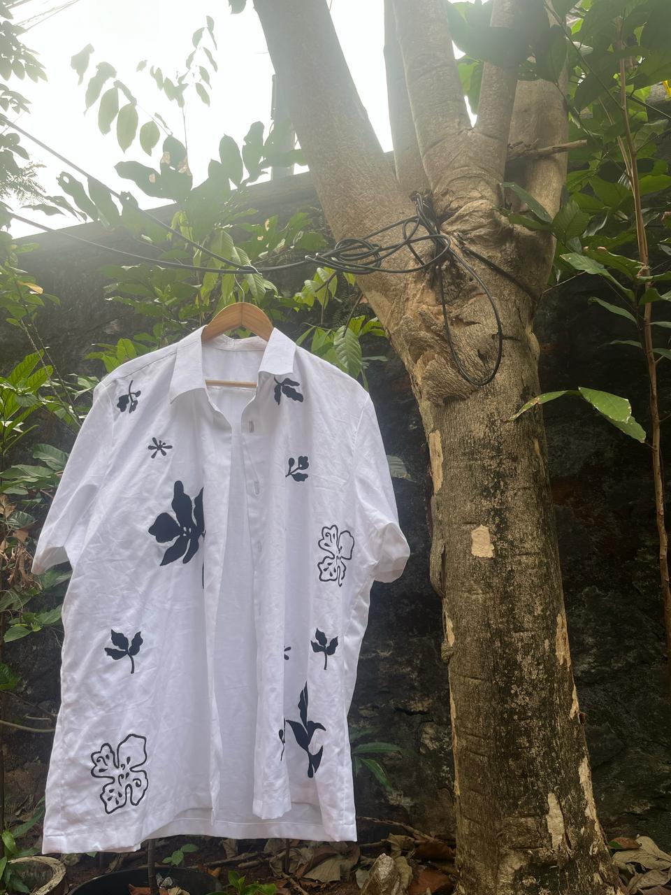 White embroidered cotton shirt