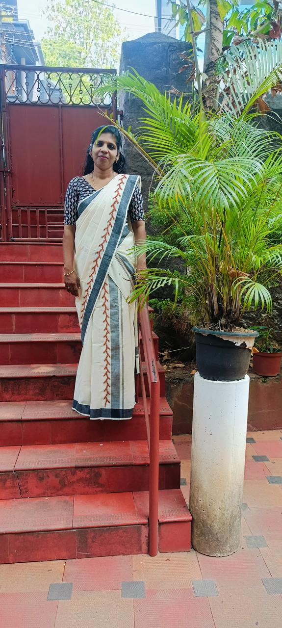 Hand embroidered mundu veshti