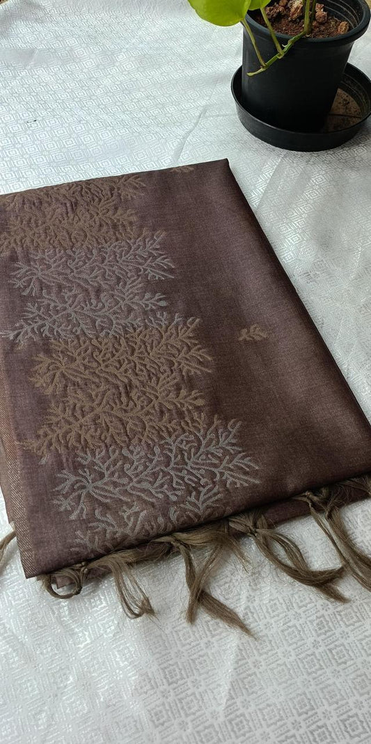 Brown semi silk saree