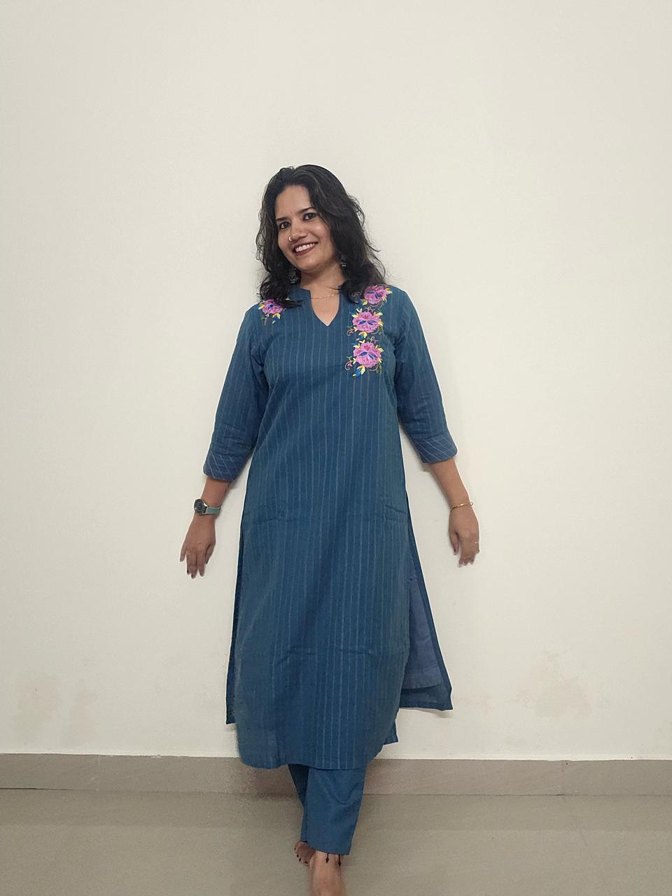 DENIM BLUE TOP AND PANTS (READY TO WEAR)