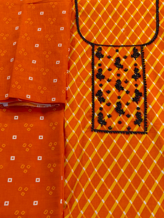 Cotton material with hand embroidery