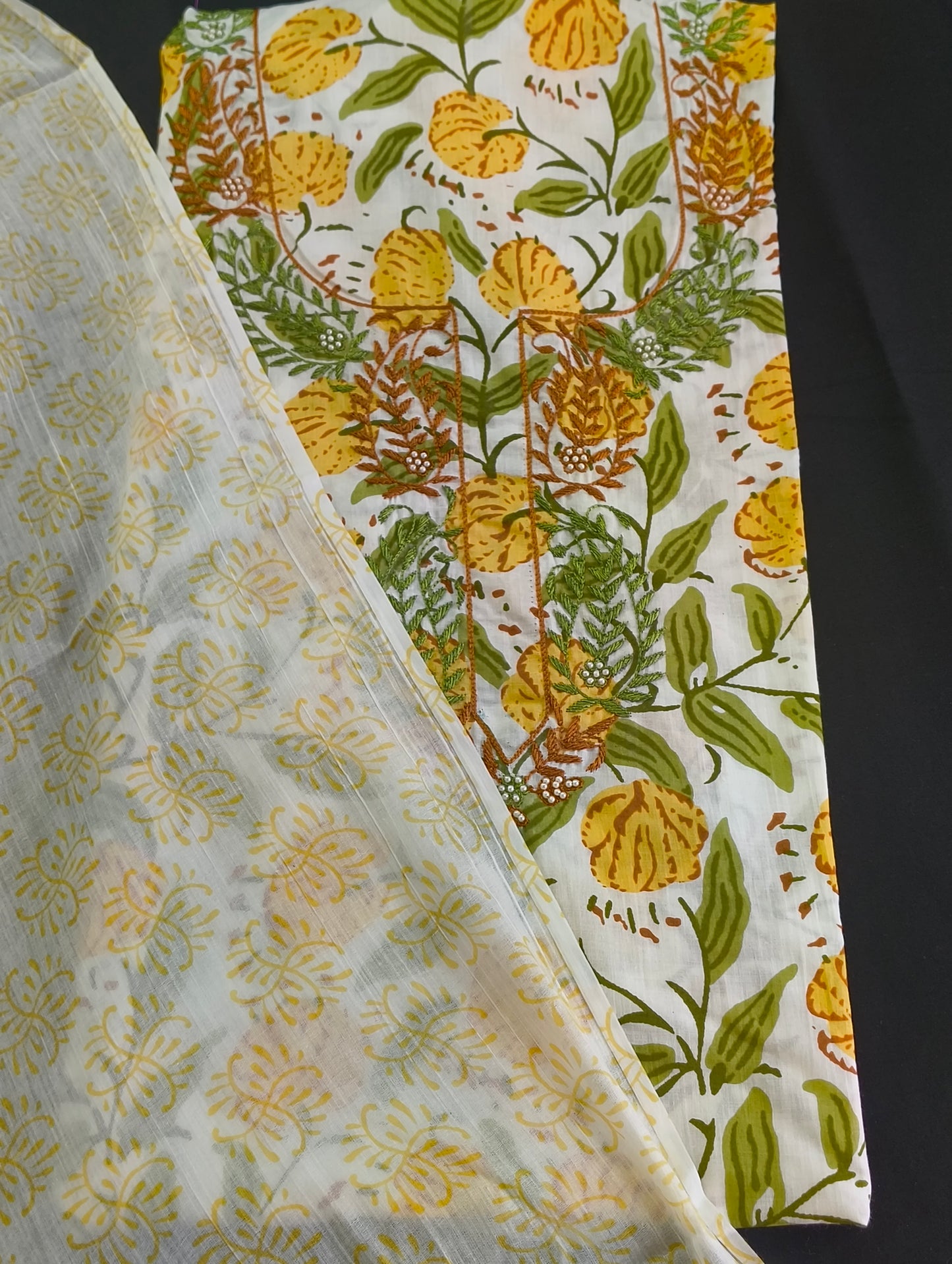 Cotton material with embroidery