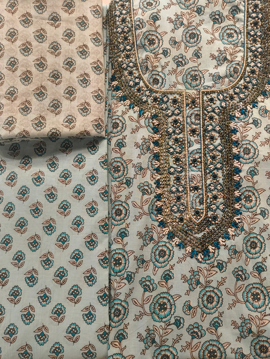 COTTON MATERIAL WITH HAND EMBROIDERY