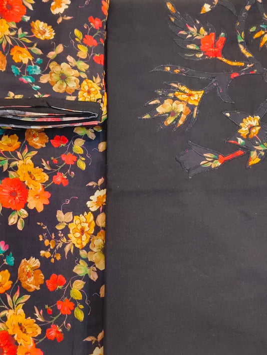 Cotton material with aplic work