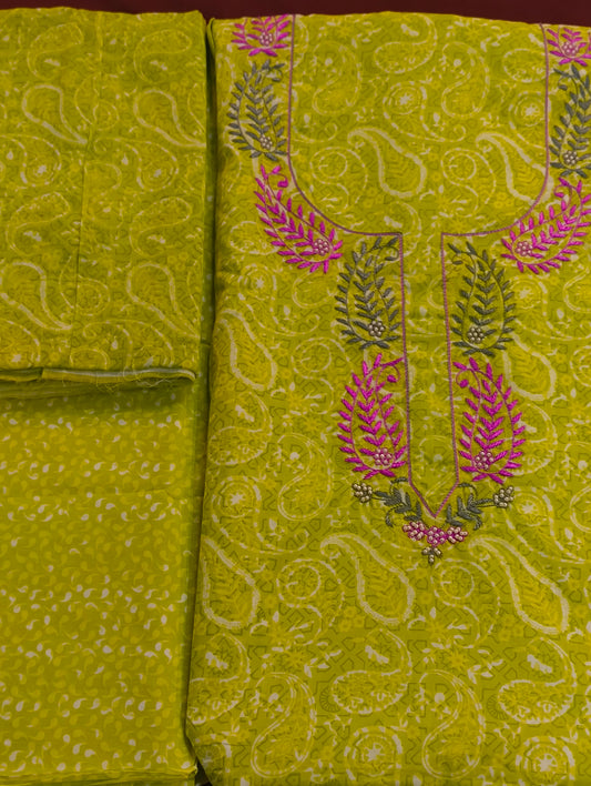 Cotton material with embroidery