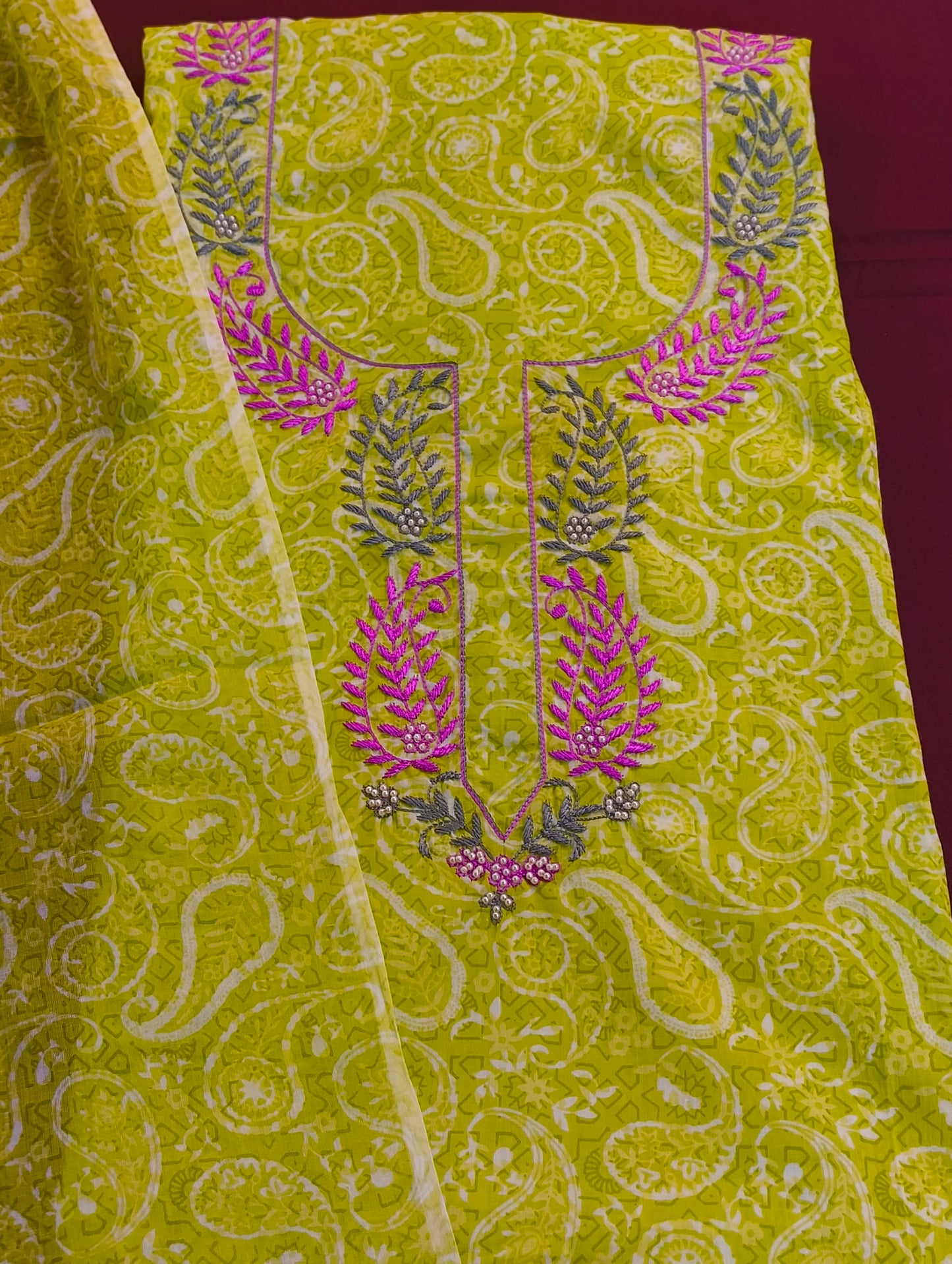 Cotton material with embroidery