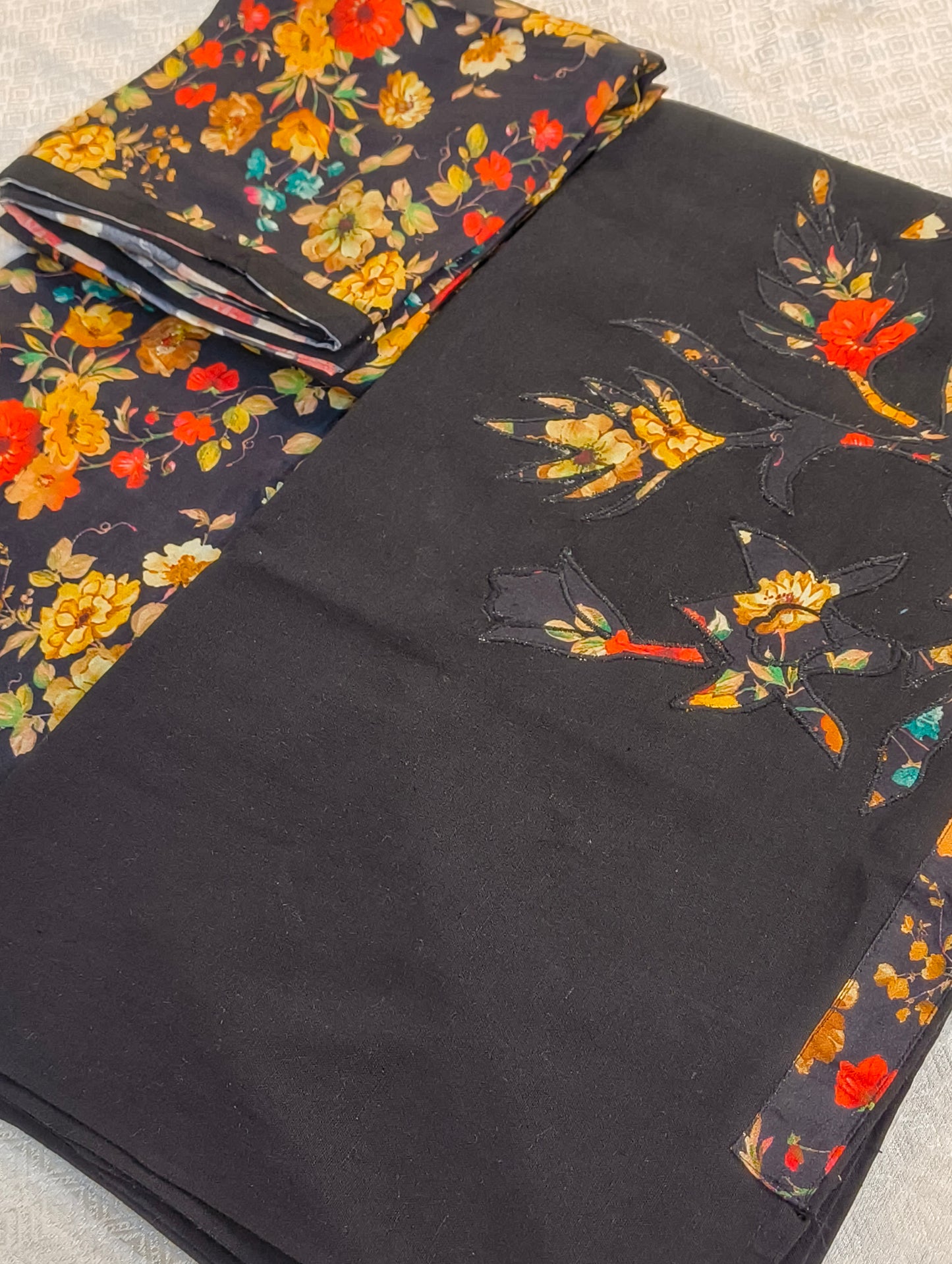 Cotton material with aplic work