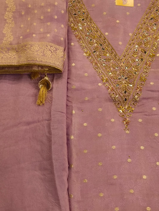 Tissue silk with hand embroidery