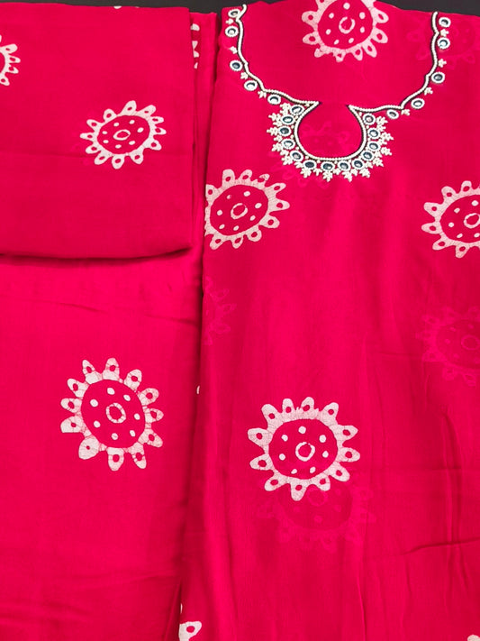 Shiffon material with hand embroidery