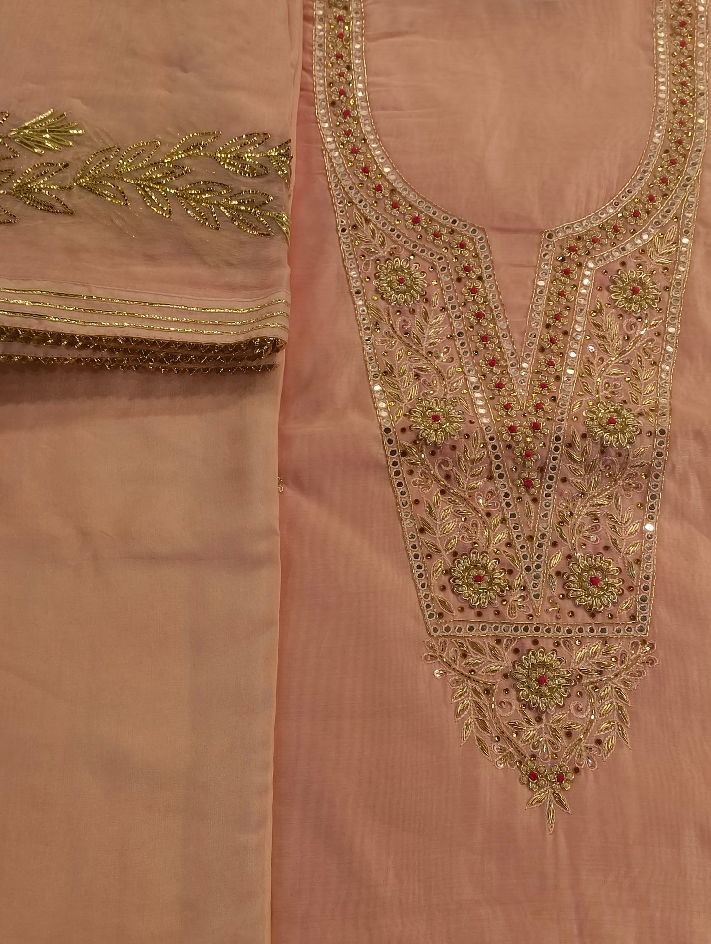 Tissue silk with hand embroidery