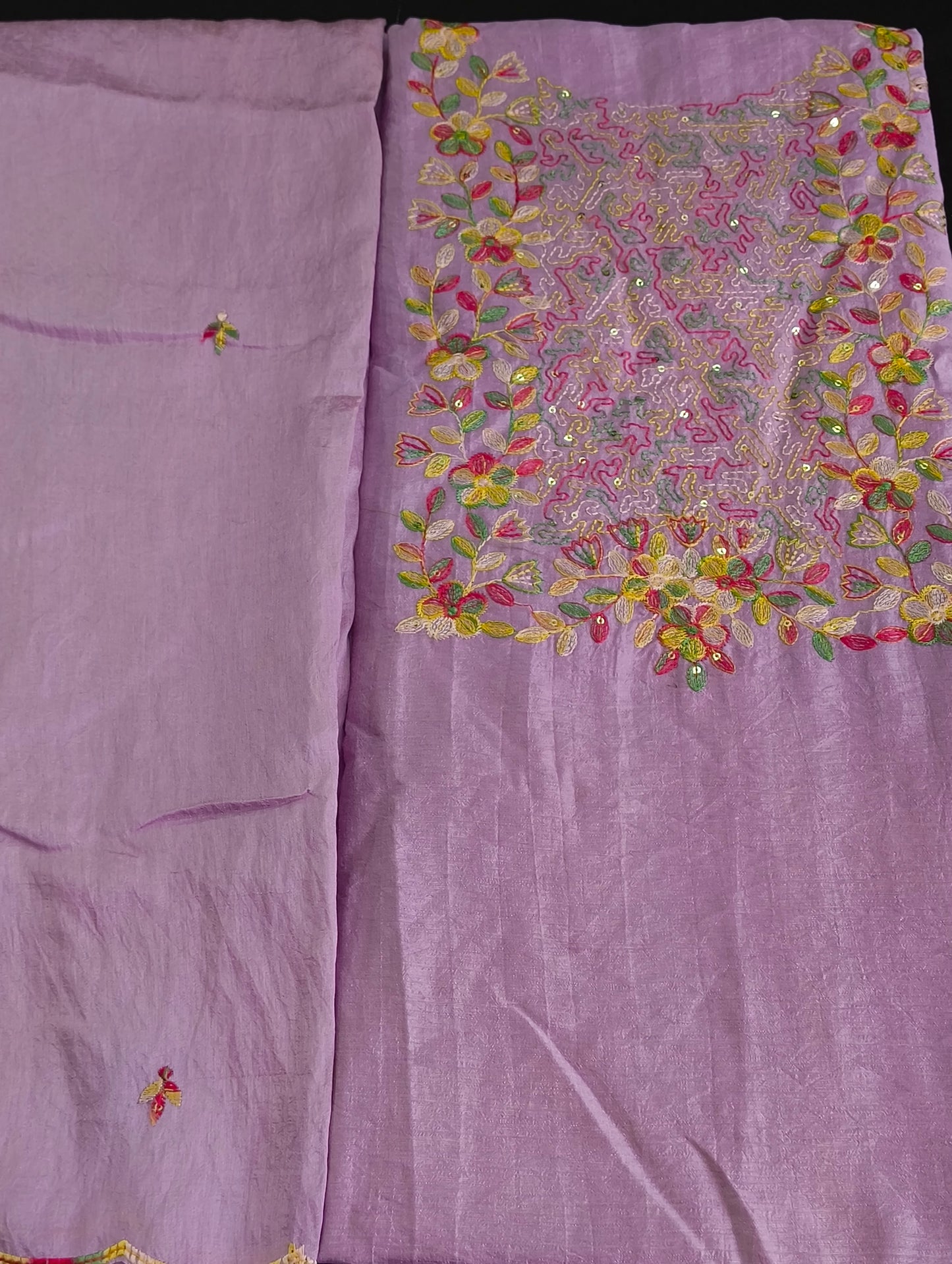 Cotton material with thread work