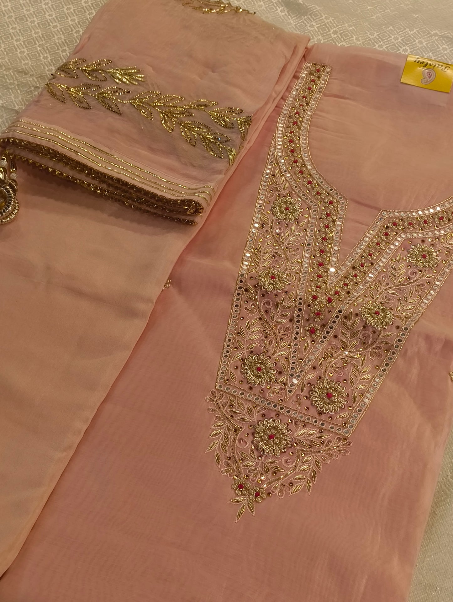 Tissue silk with hand embroidery