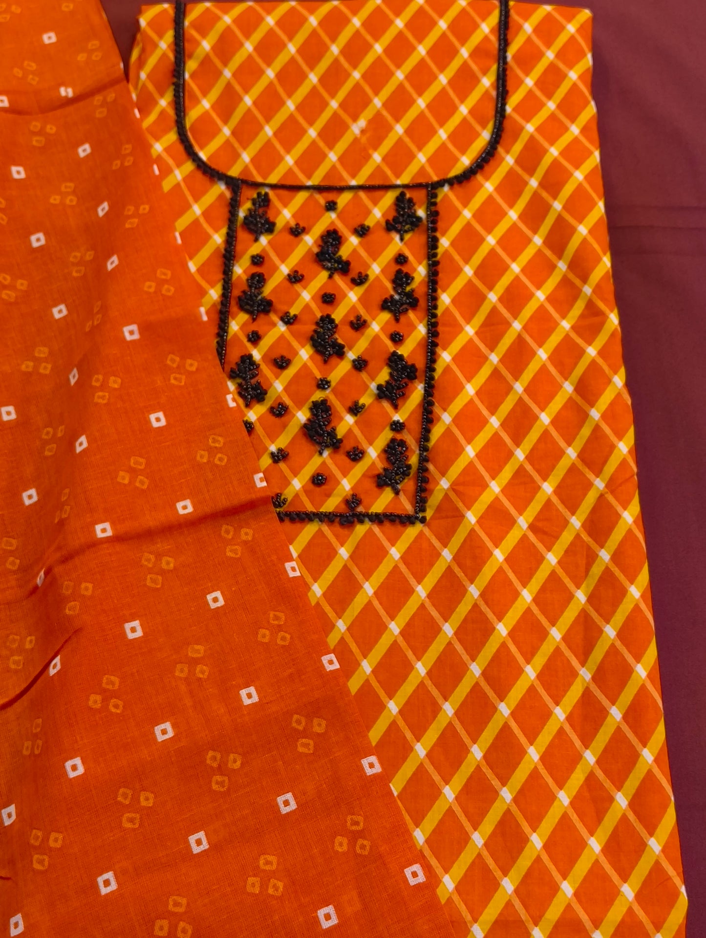 Cotton material with hand embroidery