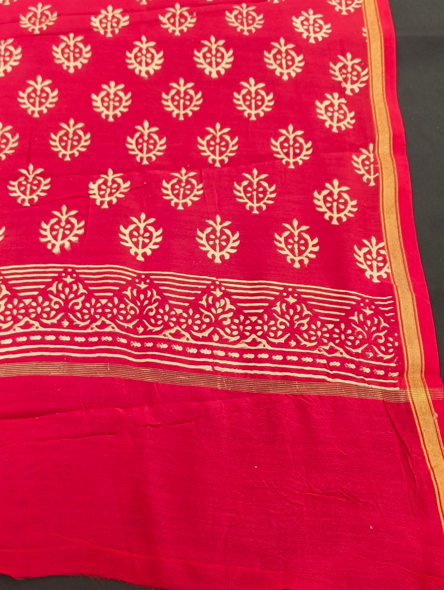 Chanderi silk material with hand embroidery