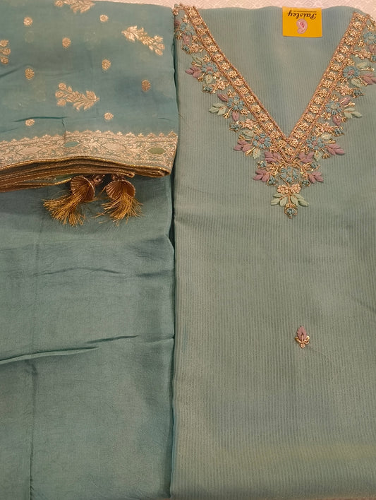 TISSUE SILK WITH HAND EMBROIDERY