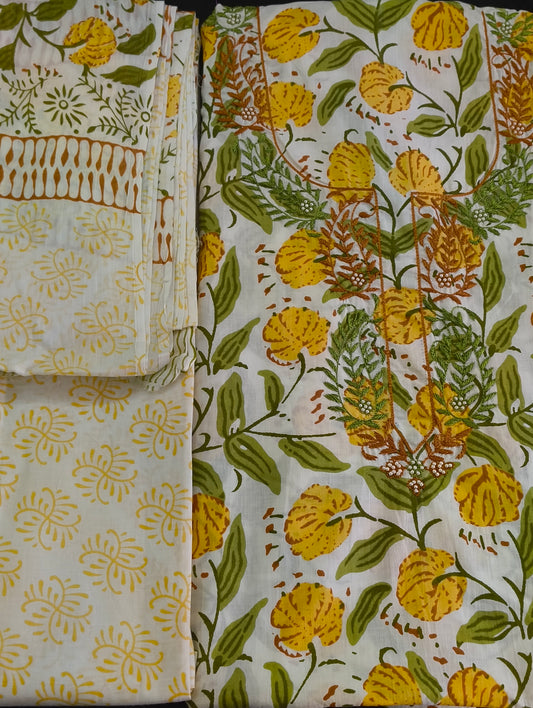 Cotton material with embroidery