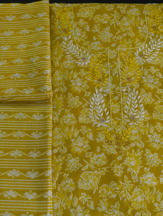 Cotton material with embroidery