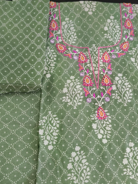 Cotton material with embroidery