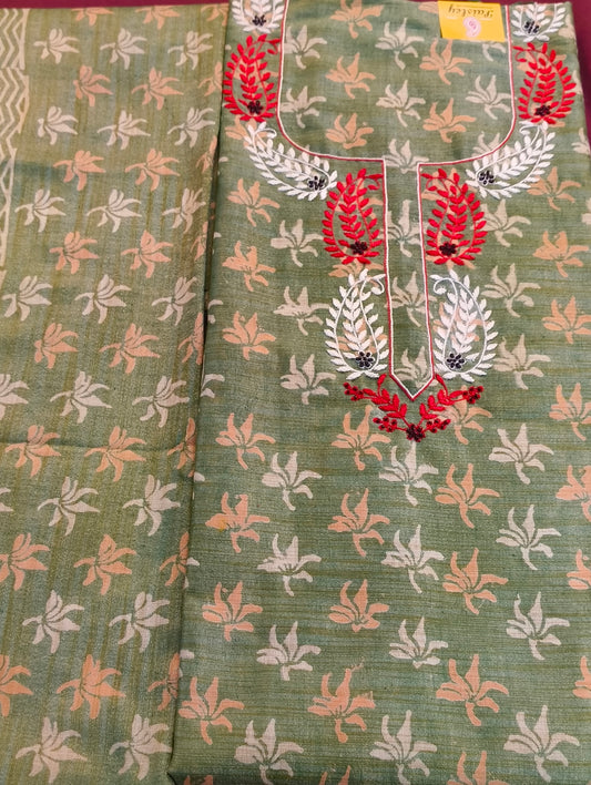Cotton material with embroidery