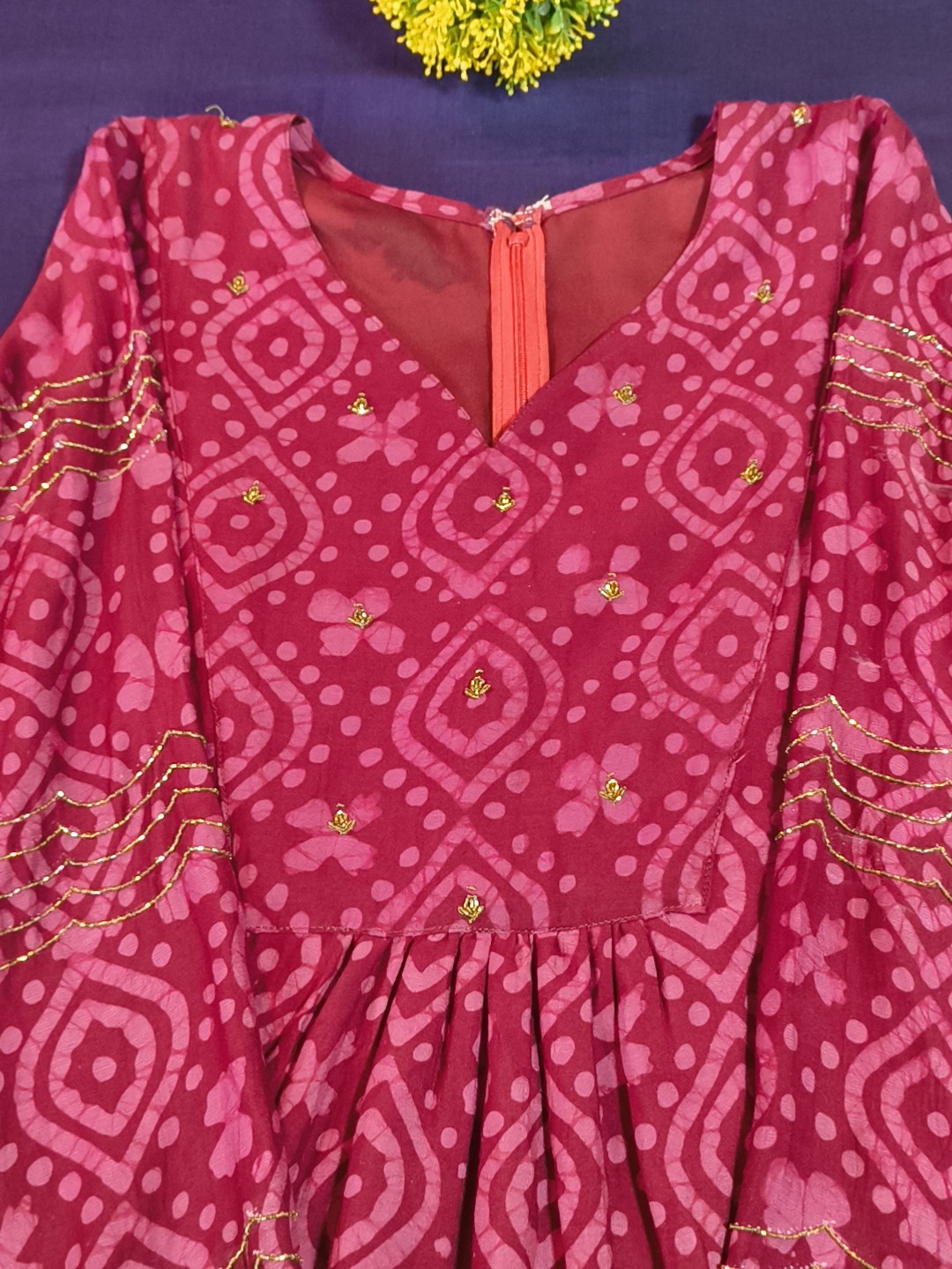 Cotton cord set with hand embroidery