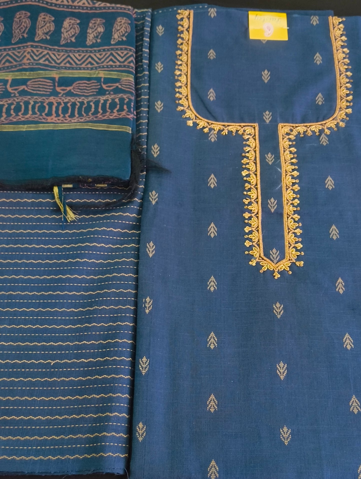 Chanderi silk material with hand embroidery