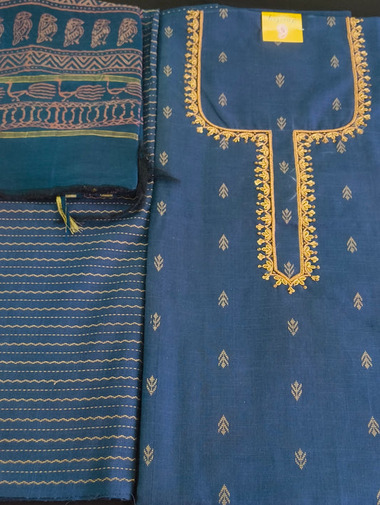 Chanderi silk material with hand embroidery