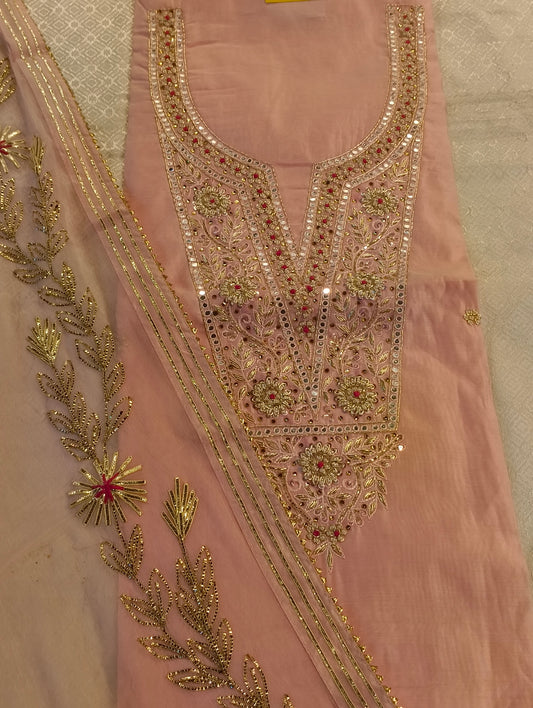 Tissue silk with hand embroidery