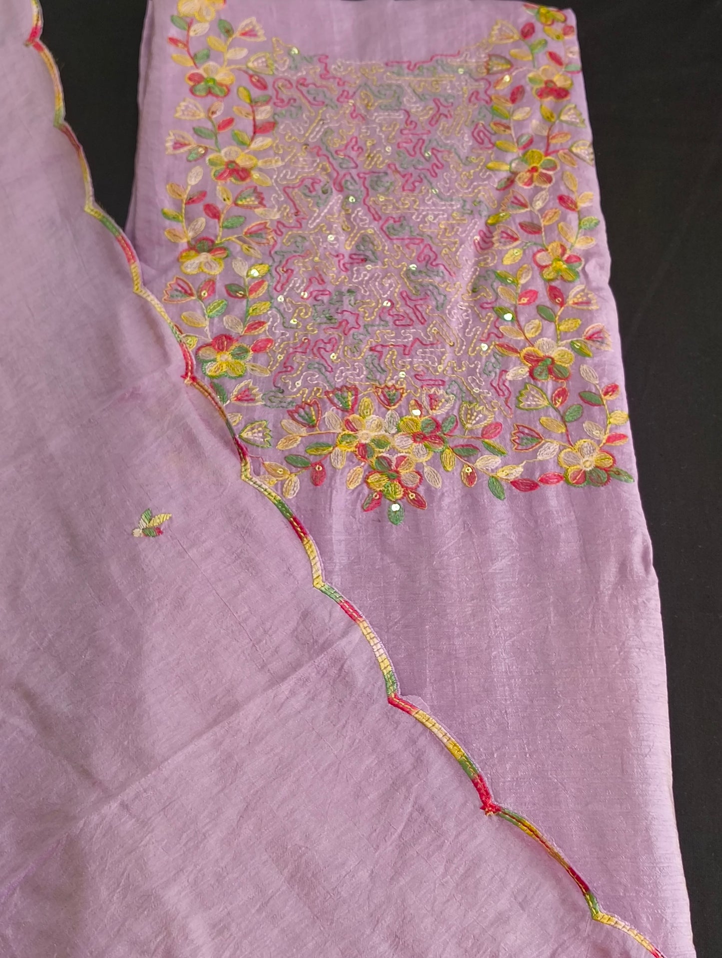 Cotton material with thread work