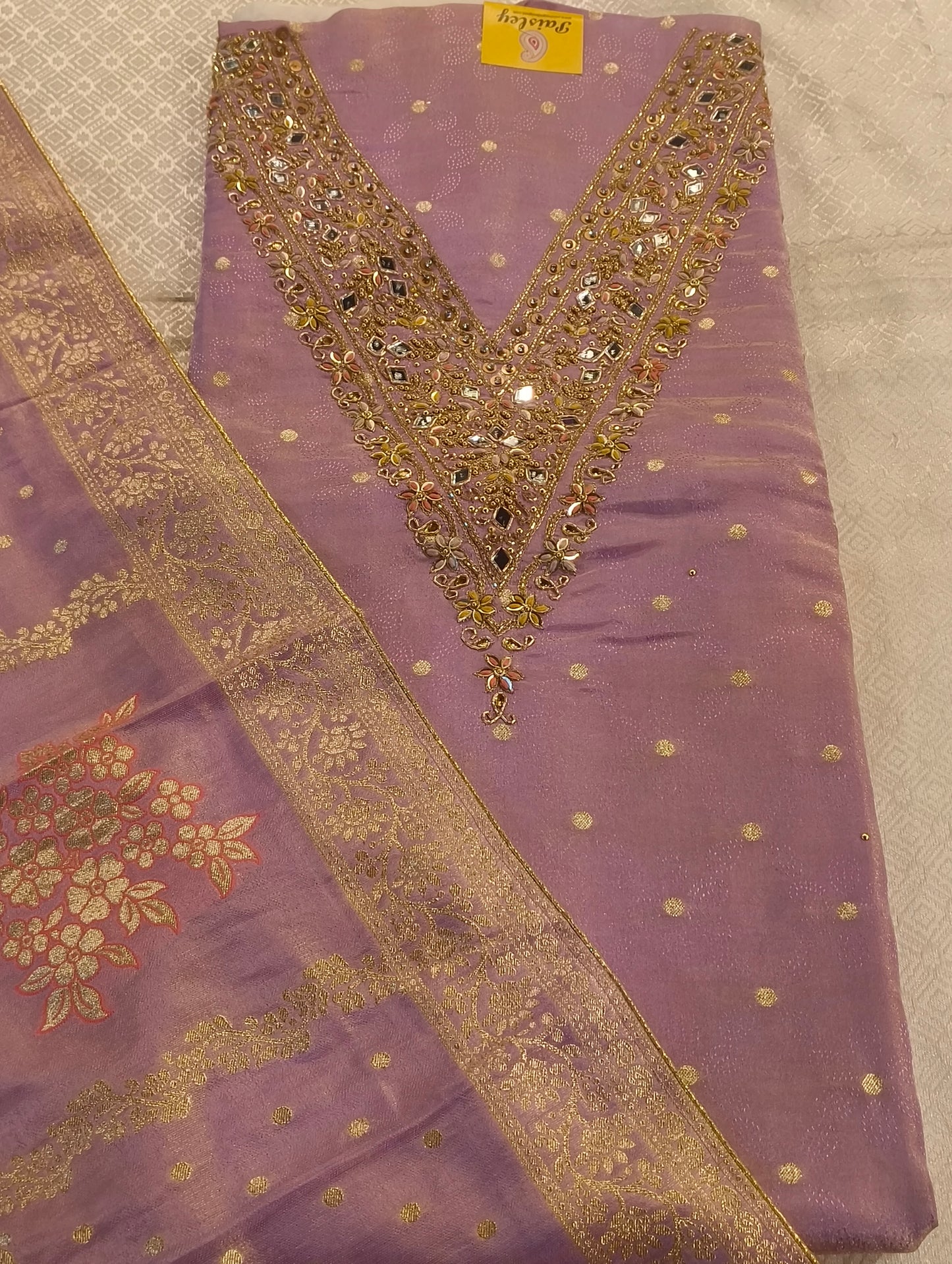Tissue silk with hand embroidery