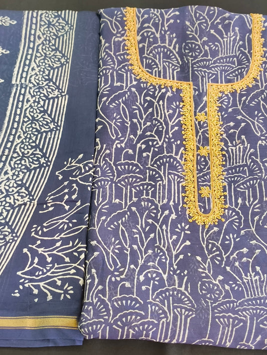 Chanderi material with hand embroidery