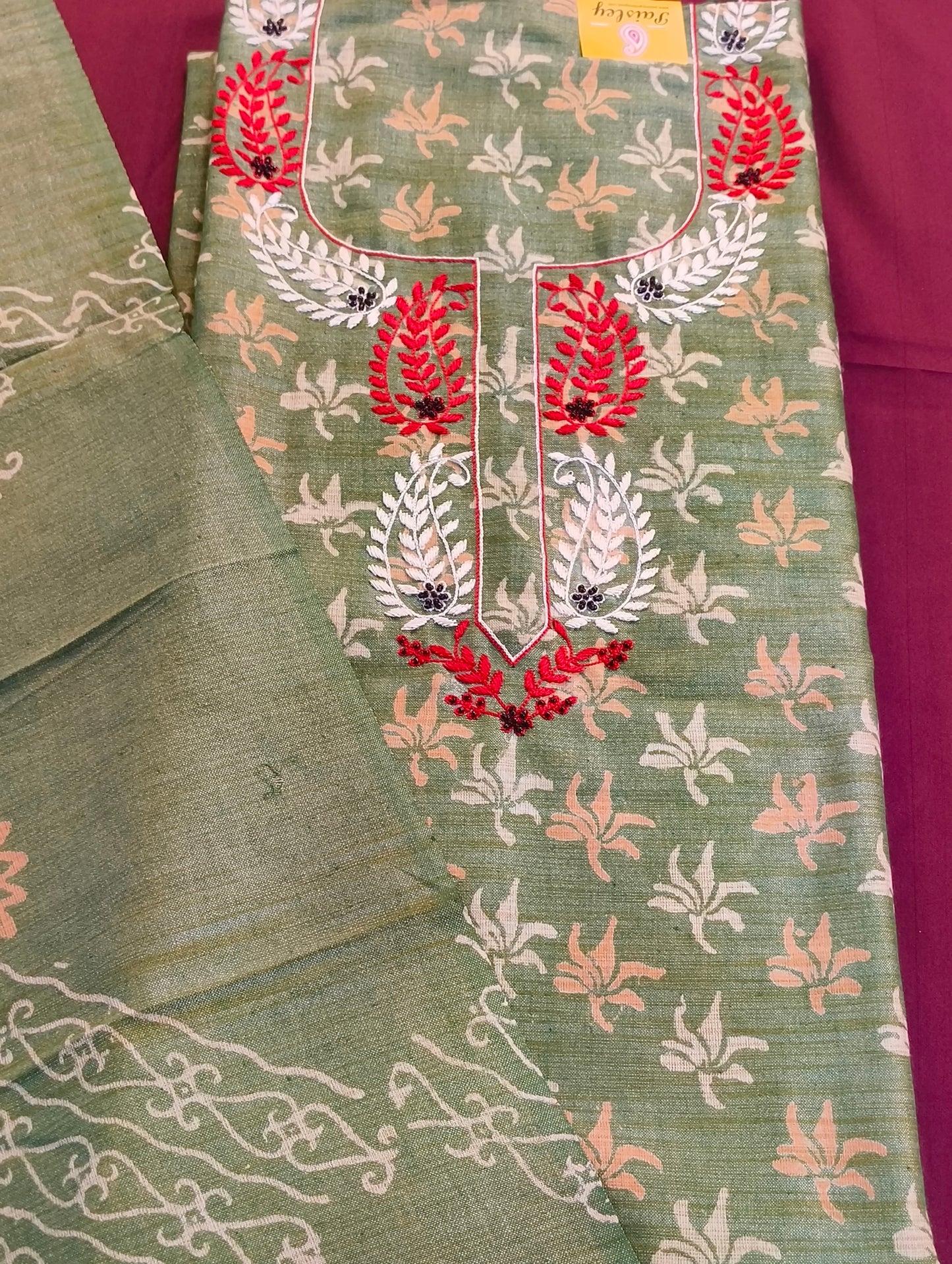 Cotton material with embroidery
