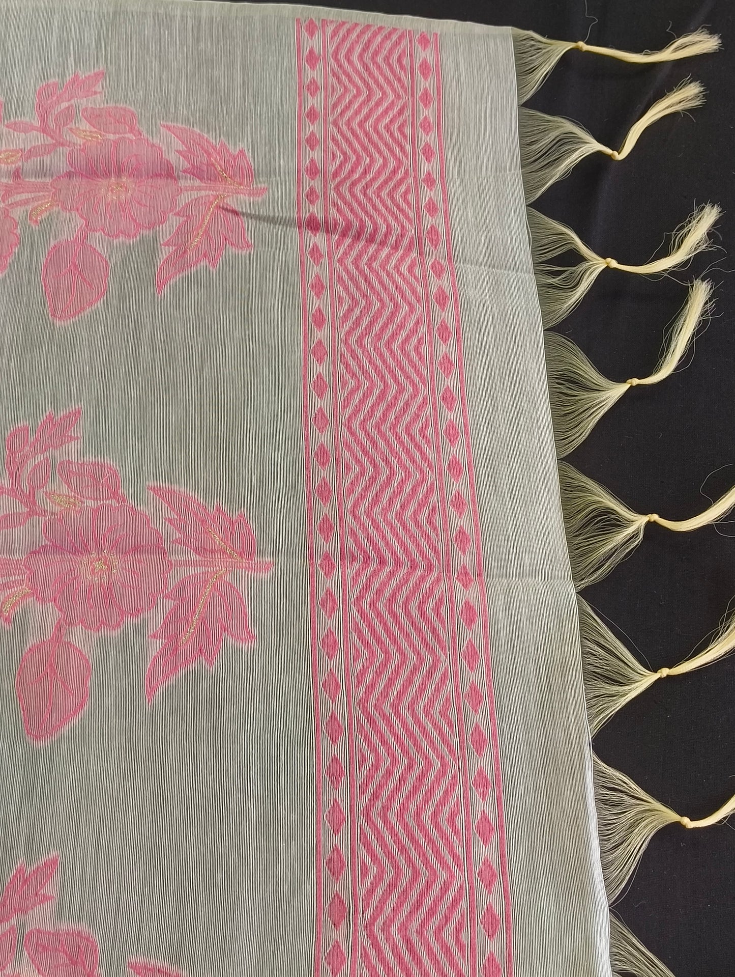 Silk material with hand embroidery