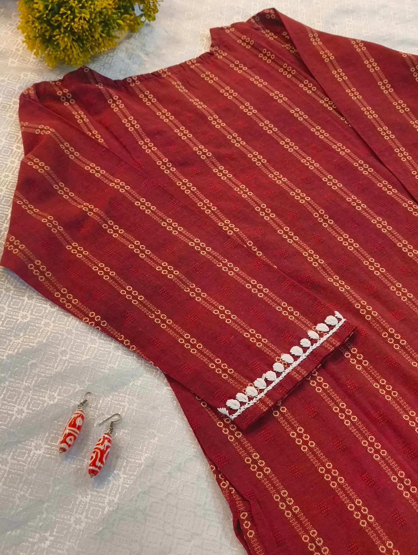 Raw cotton chickenkari kurti