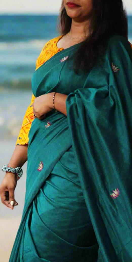 Cotton linen saree with small motifs