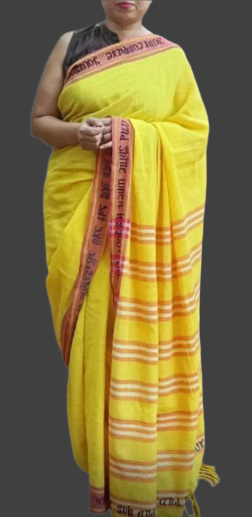 Deep yellow handloom saree