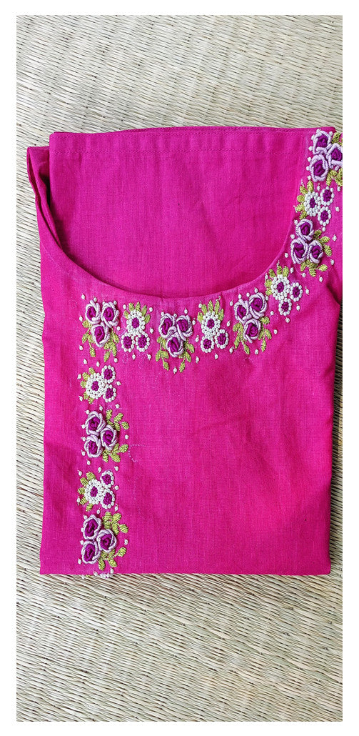 Hot magenta cotton kurti