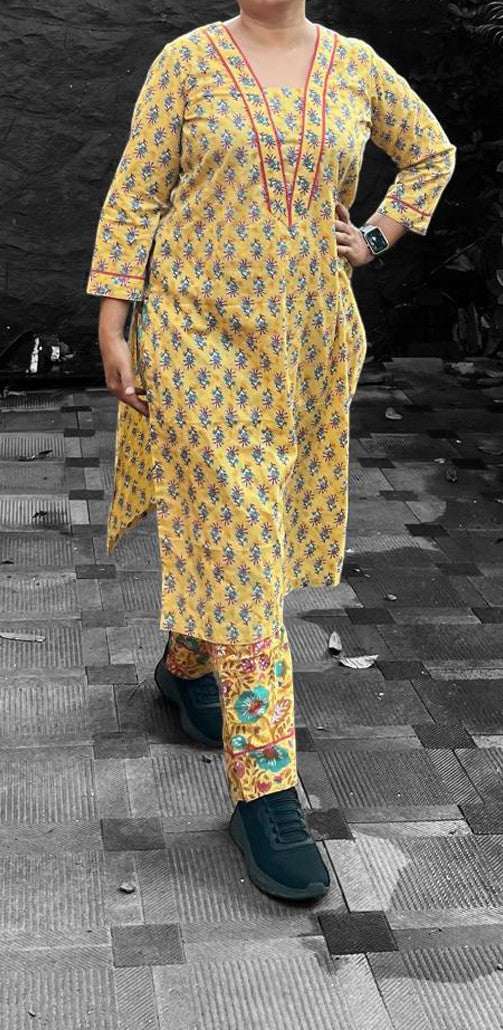 Yellow cotton top and pants