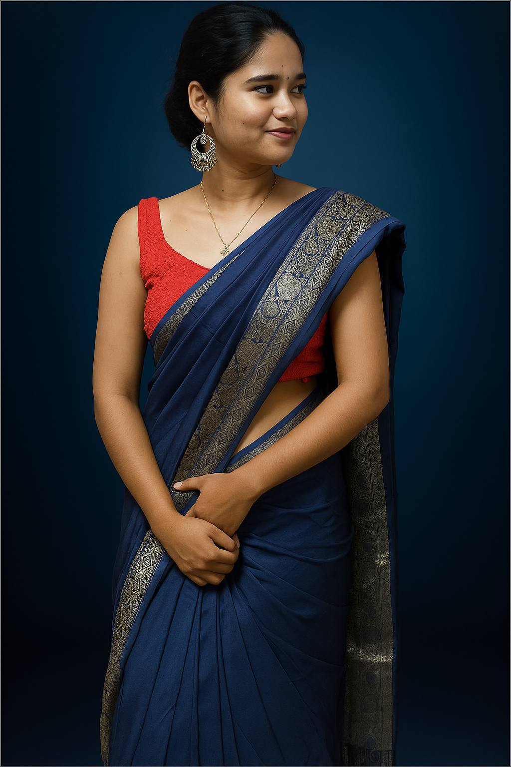 Blue borders saree