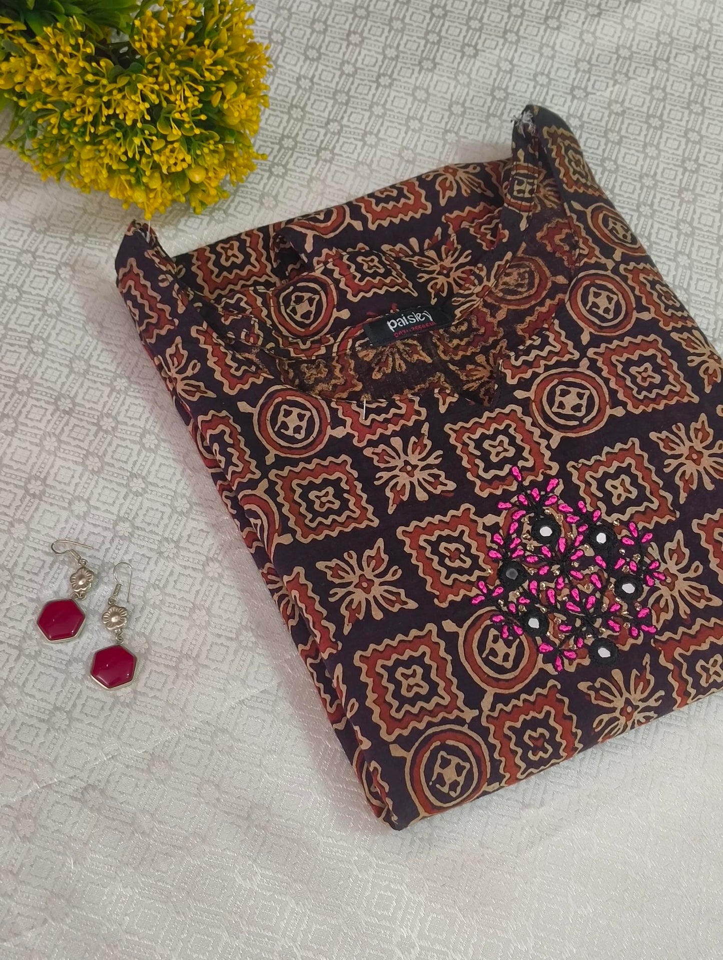 Soft Cotton Ajrak Print Kurti