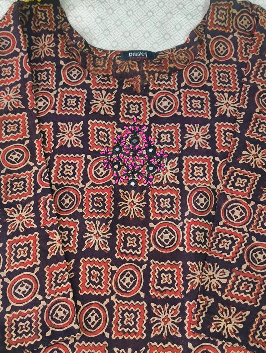 Soft Cotton Ajrak Print Kurti