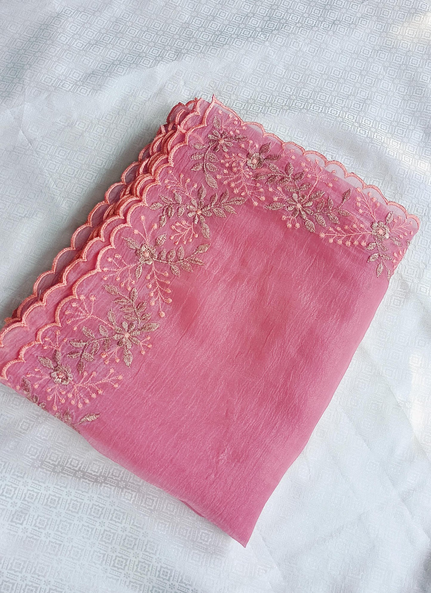 Pink organza saree