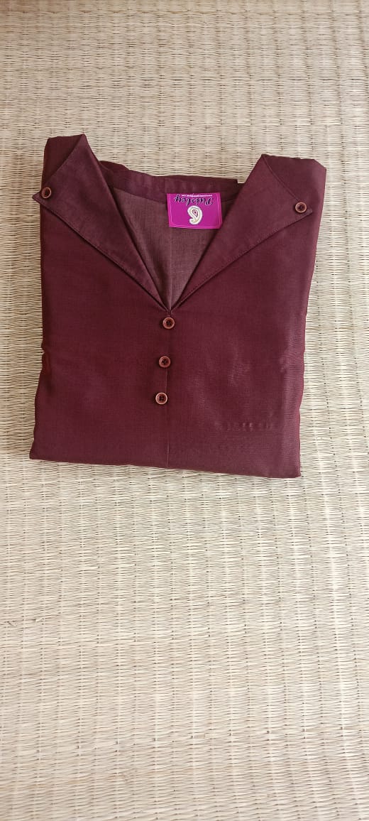 Maroon semi silk top